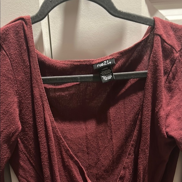 Rue21 Maroon Asymmetrical Wrap Bodysuit - Picture 2 of 5